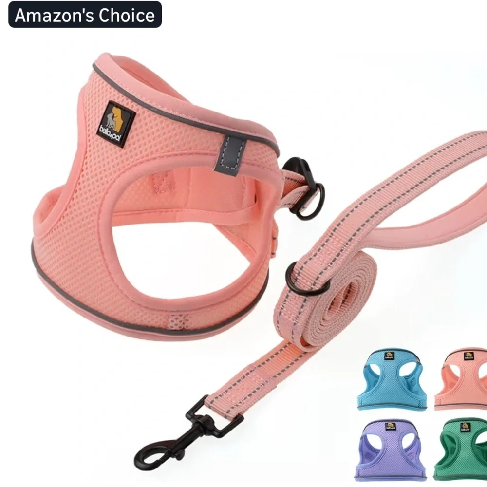 New- Bella & Pal Pink  Pet Harness & Leash Set  Safety Lock  16-18 inch Chest